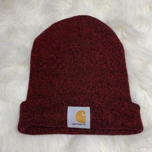 Carhartt Red Black Speckled Fold Winter Logo Hat Unisex One Size